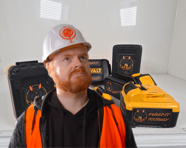 Professional with custom battery stickers